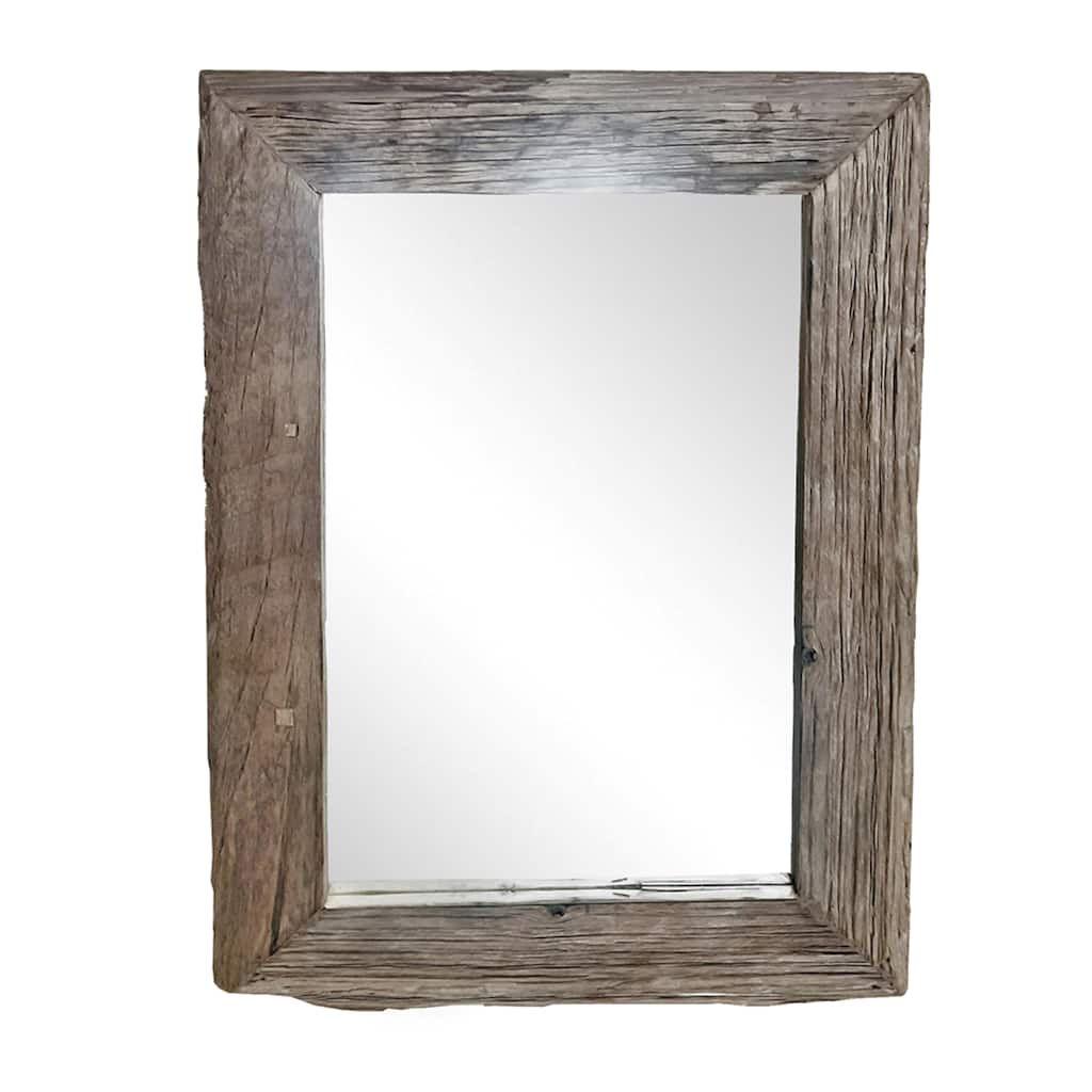 Rustic Style Rectangular Wall Mirror - 47.75" - Brown