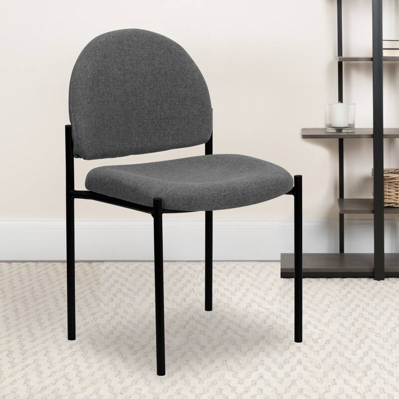 Comfort Stackable Steel Side Reception Chair - Grey Fabric