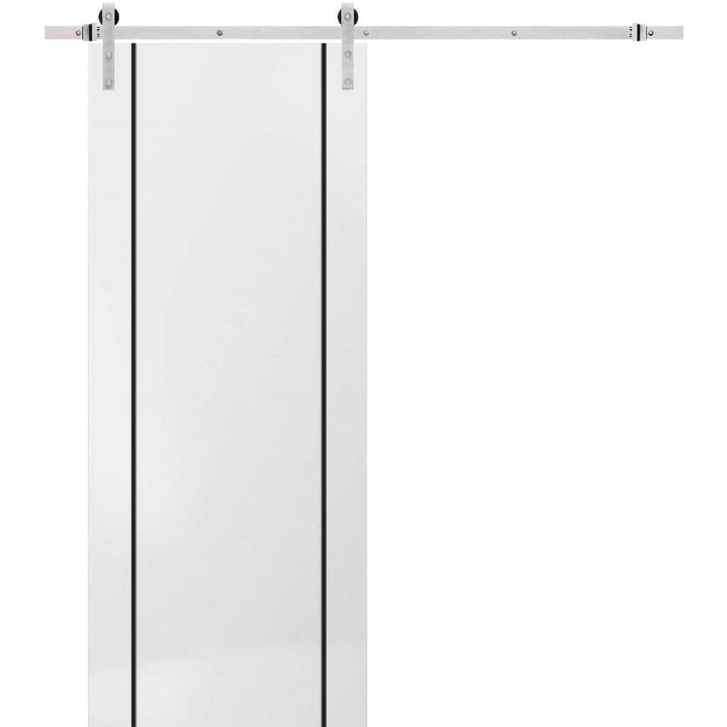 Sturdy Barn Door 18 x 80 Planum 0016 White Silk with 6.6FT