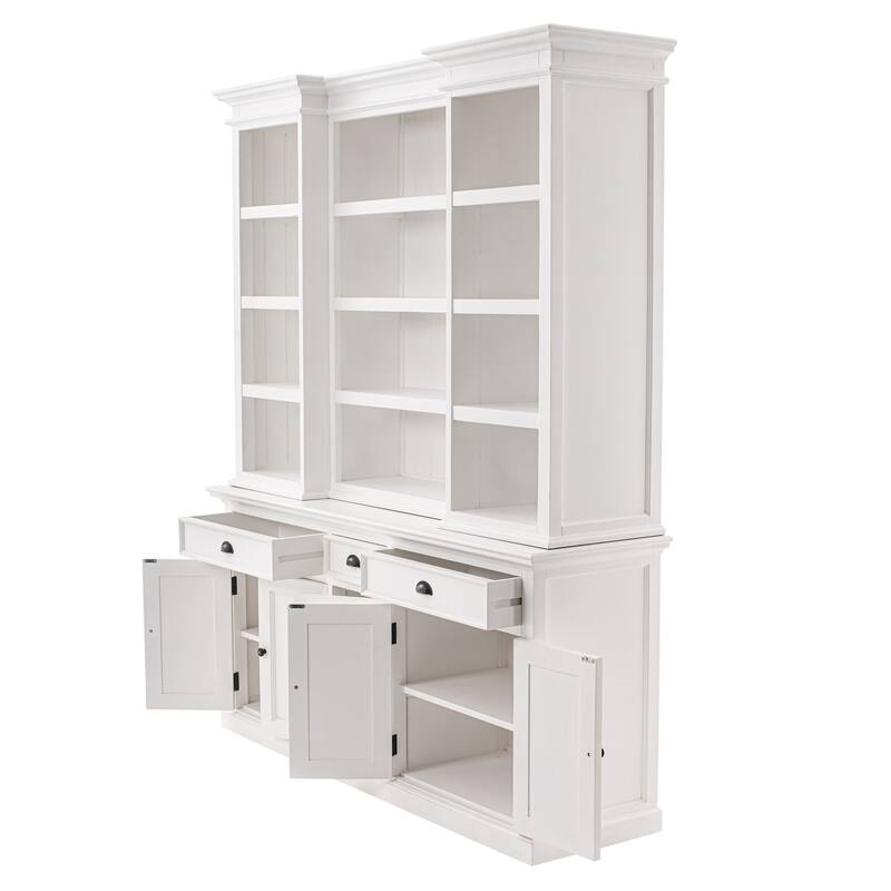 HomeRoots 71" White Dining Hutch With Twelve Shelves And Three Drawers - 70.87" W x 19.69" D x 86.61" H