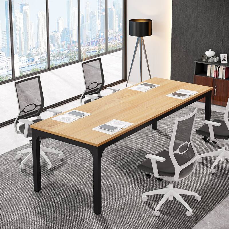 Long Conference Table Set of 4, 13FT Large Rectangle Meeting Seminar Table, 78.74-Inch Business Tables