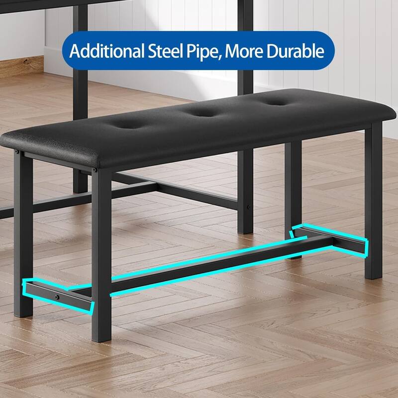 Kitchen Table with Benches, Dining Table Set for 4,Rectangular Dining Table Set for Small Space Apartment Studio
