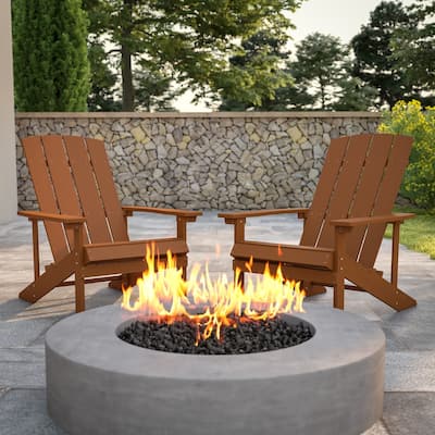 Outdoor All-Weather Poly Resin Wood Adirondack Chairs (Set of 2)