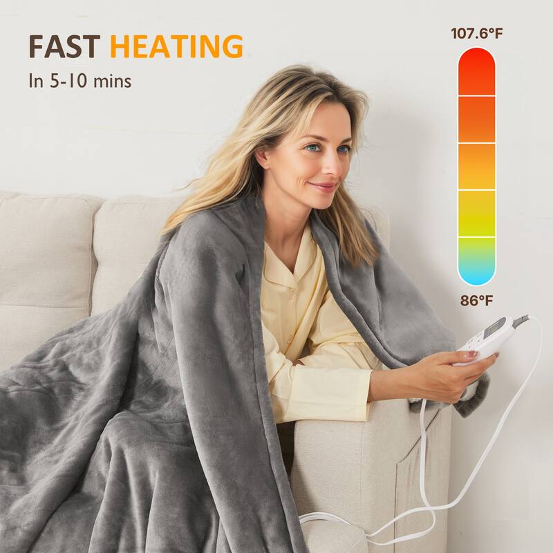 Electric Flannel King Queen Throw Heated Blanket
