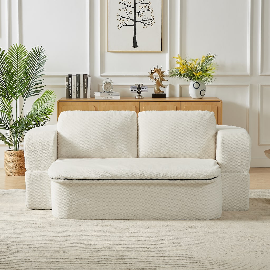 2-in-1 Folding Futon Loveseat Couch Convertible into Sleeper Sofa Bed