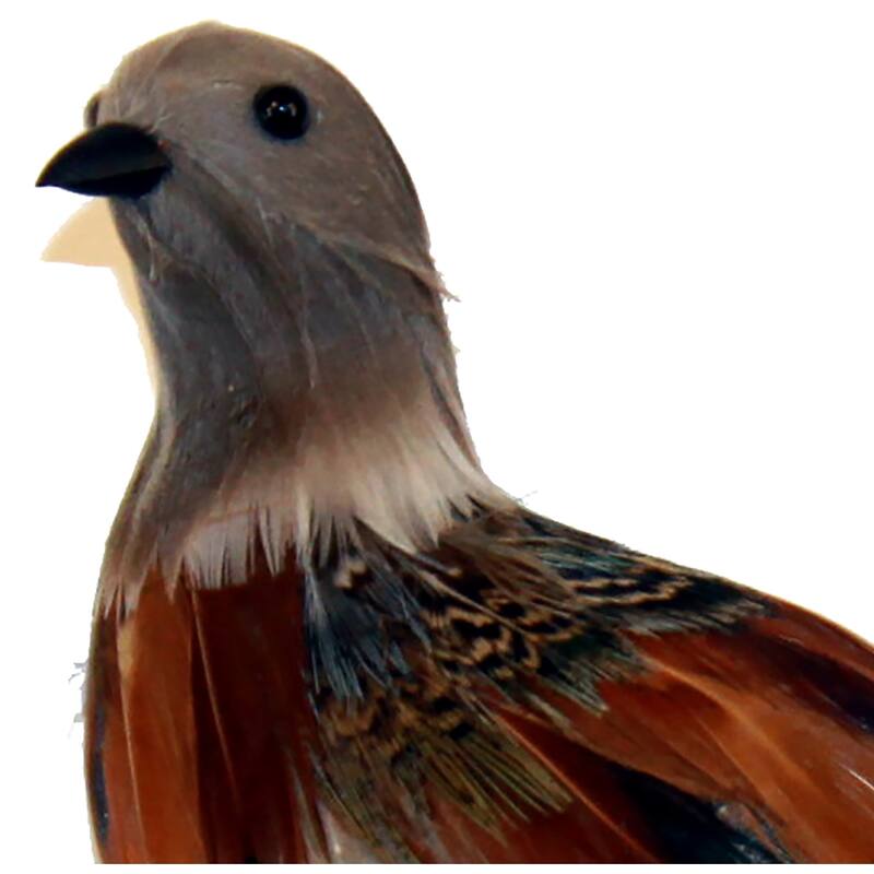 6" Feathered Christmas Artificial Turtledove with Clip, Set of 2 - 6