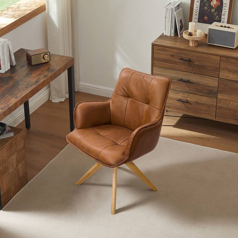 Art Leon Genuine Leather Swivel Home Office Desk Chair