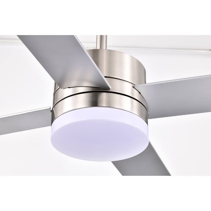 Brushed Nickel 52 in. 6-Speed Integrated LED Indoor 4-Blade Ceiling Fan with Light Kit and Remote Control