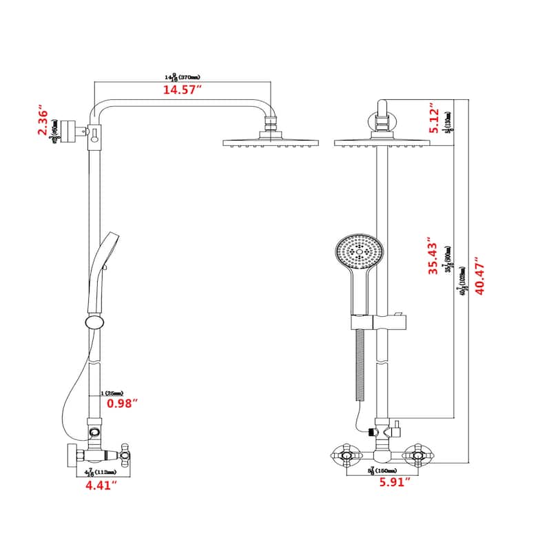 CLihome 8 Inch Matte Black Rain Shower System