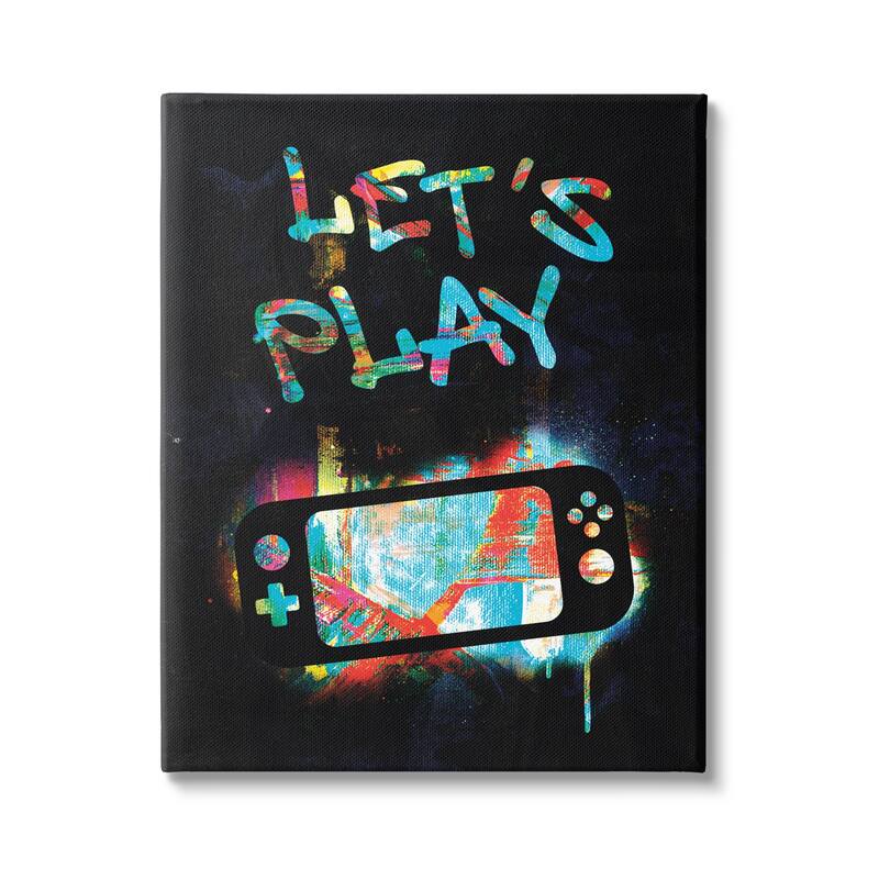 Stupell Let's Play Video Games Neon Street Style Canvas Wall Art, Design by Victoria Barnes - 24 x 30