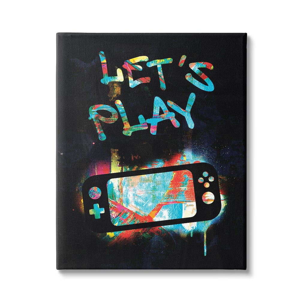 Stupell Let's Play Video Games Neon Street Style Canvas Wall Art, Design by Victoria Barnes