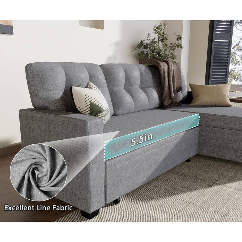 Reversible Sectional Sofa Couch,Sleeper Sofa Bed with Storage Chaise Pull Out Couch Bed for Living Room,Hidden Stroge