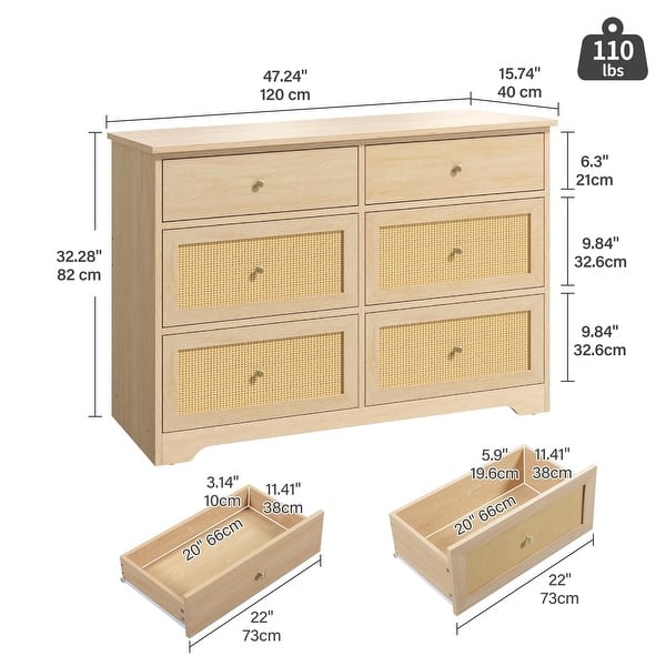 Moasis 6 drawers Rattan dresser Rattan Drawer - Bed Bath & Beyond ...