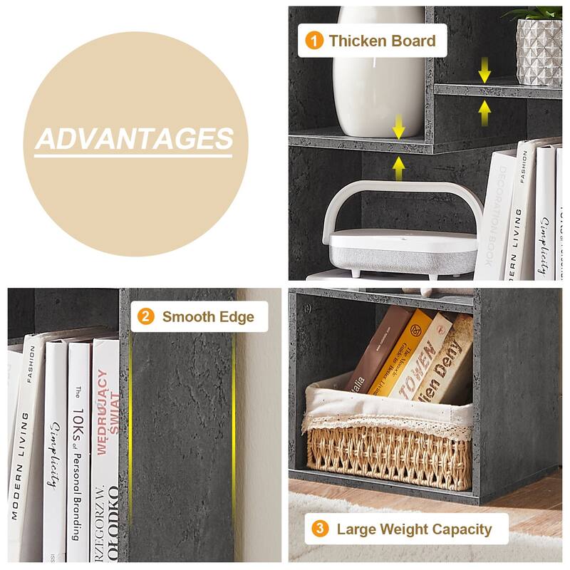 VECELO Wide Wood Organizer Bookcase Sets