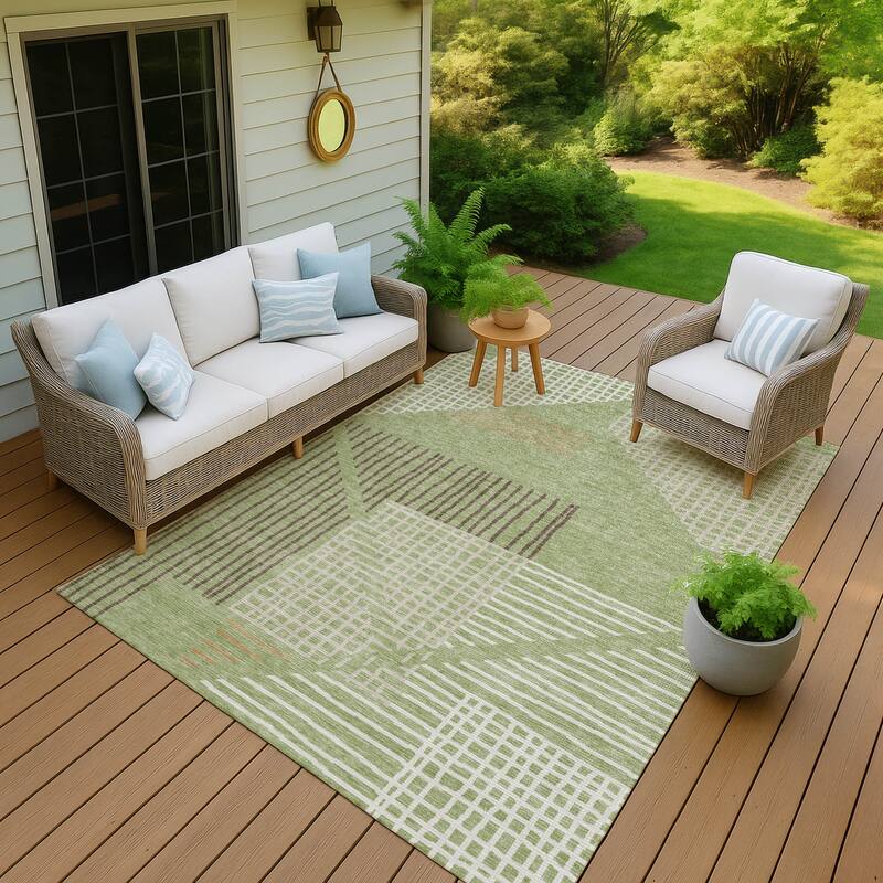 Machine Washable Indoor/ Outdoor Casual Contemporary Chantille Rug - Aloe - 2'6" x 3'10"