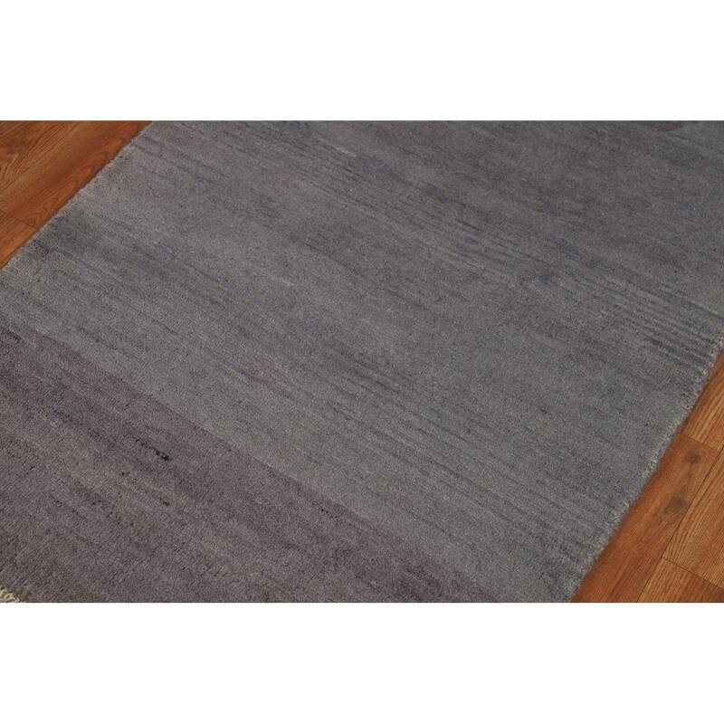 Blue & Grey Gabbeh Oriental Runner Rug Handmade Wool Carpet - 2'8"x 8'0"