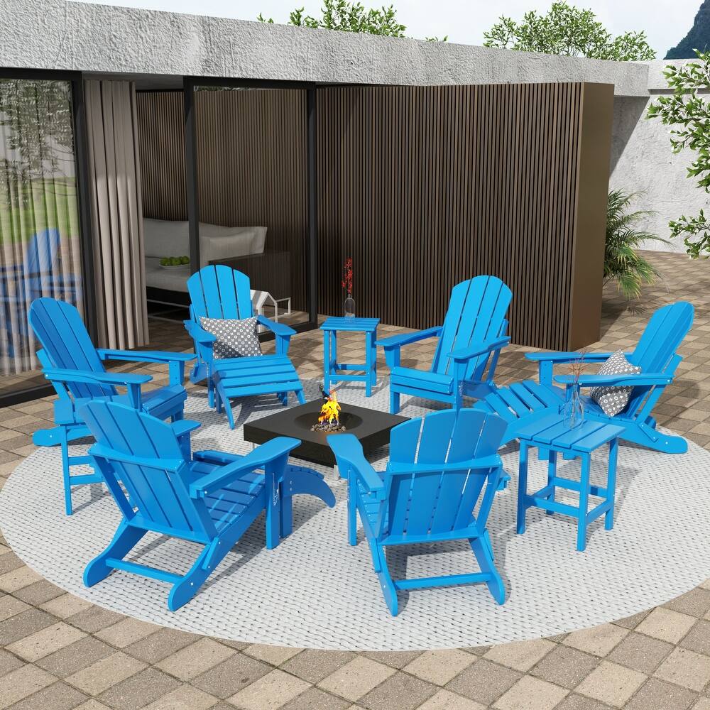 Laguna Hdpe All Weather Outdoor Patio Foldable Adirondack Chairs Conversation Set (12-Piece Set)