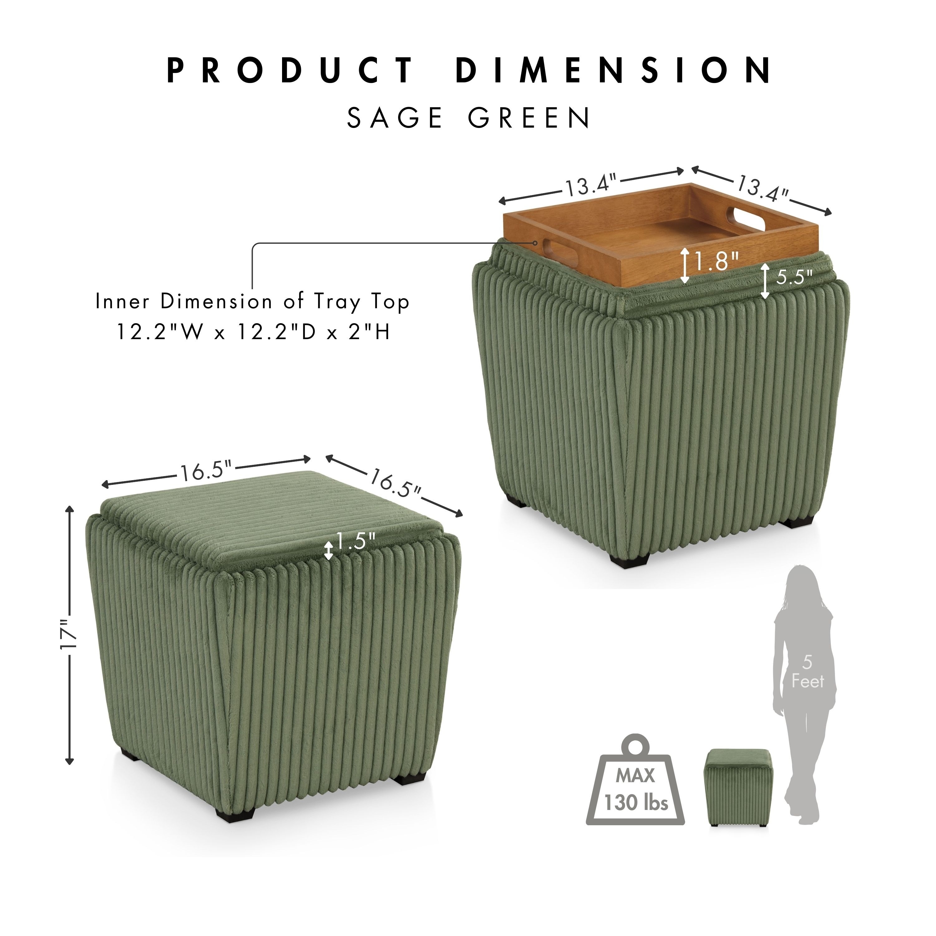 Furniture of America Elyndra 17-inch Square Chenille Storage