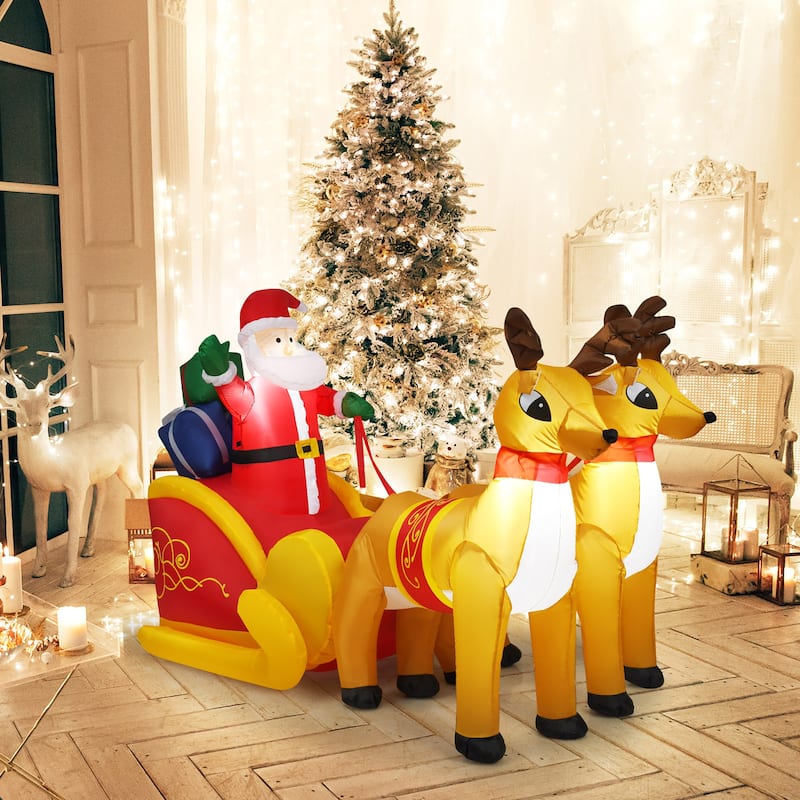 7.5 FT Christmas Inflatable Santa Claus on Sleigh Lighted Decoration