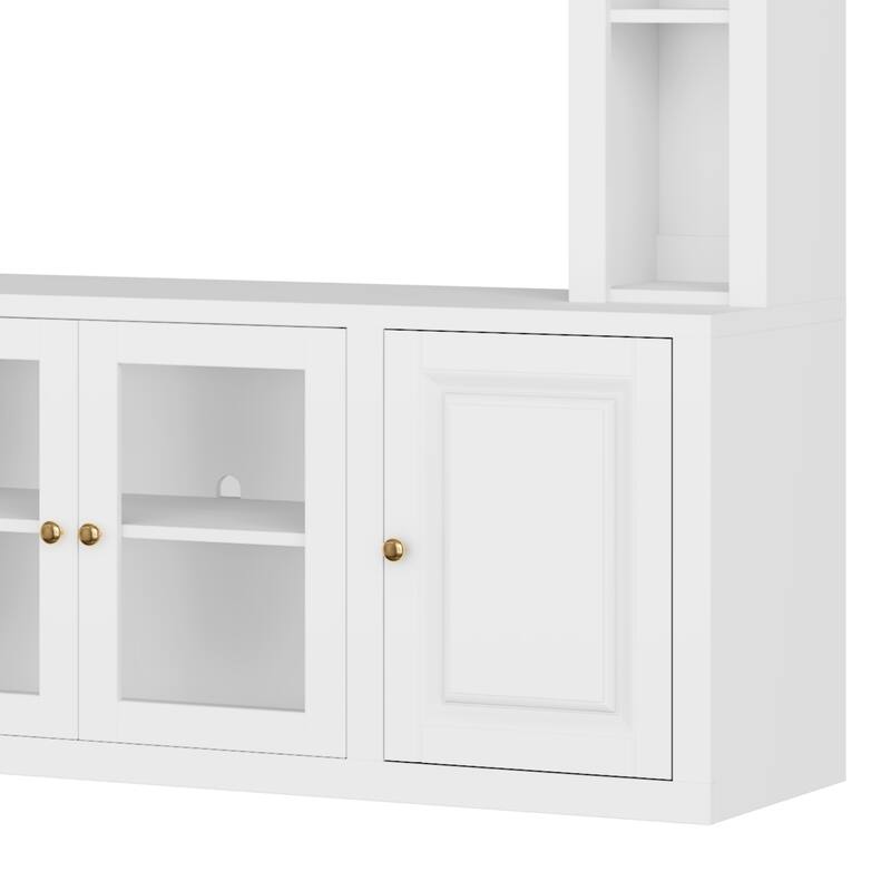 Modern 4-Piece Entertainment Center Wall Unit with Bookshelves, for TVs Up to 80" - 92.5" W × 15.7" D × 78.7" H