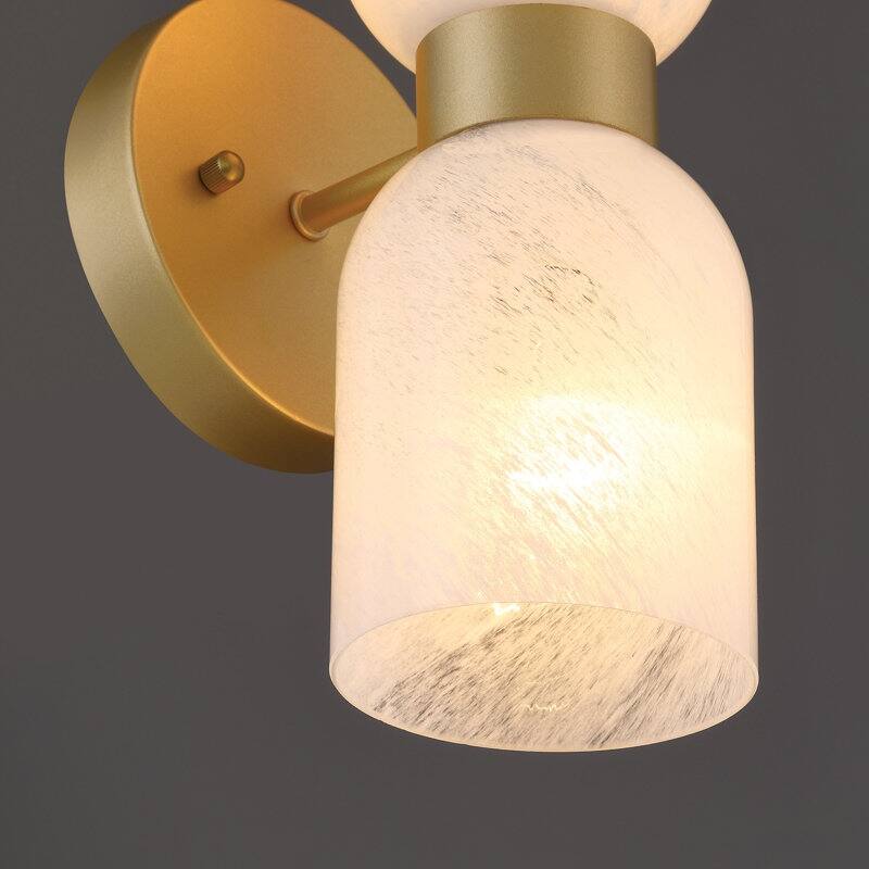 Shuman 2-light Mid-century Modern White Gold Wall Sconce with UL