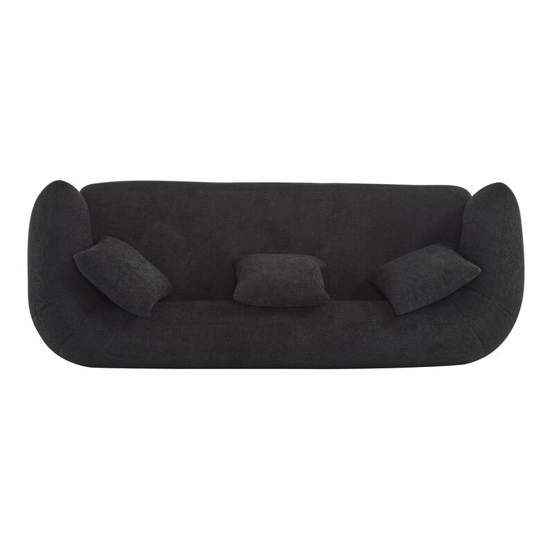 Mid-Century Modern Round Arm Curved Deep Seat Sofa