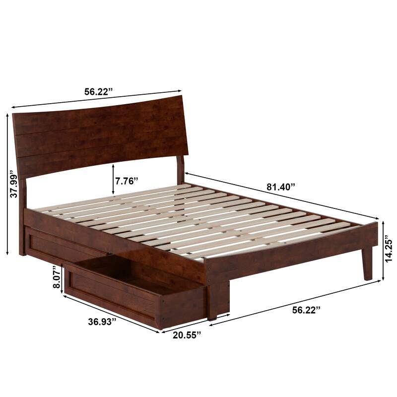 Phoenix Wood Platform Bed with Storage Drawers