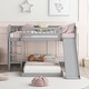 preview thumbnail 2 of 25, Twin Over Twin Bunk Bed with Slide & Ladder and Gray Solid Wood, 250lb Capacity, Space-Saving Kids Bed