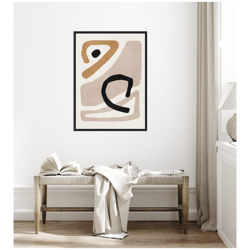 Kate and Laurel Sylvie Neutral Abstract 1 Minimal Modern Art Framed Canvas by July Art Prints