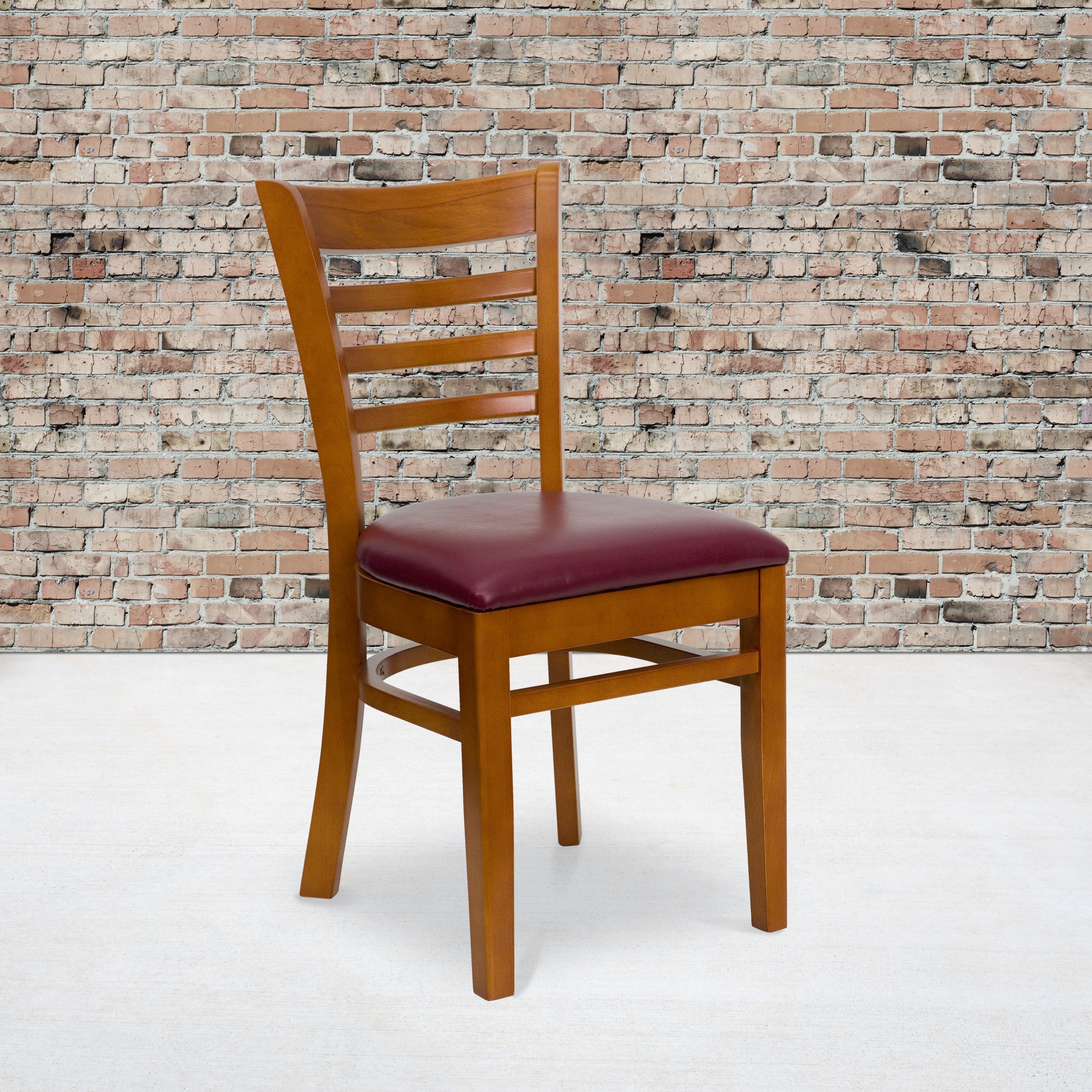 Ladder Back Wooden Restaurant Chair - 17.5"W x 20"D x 33.75"H - 17.5"W x 20"D x 33.75"H