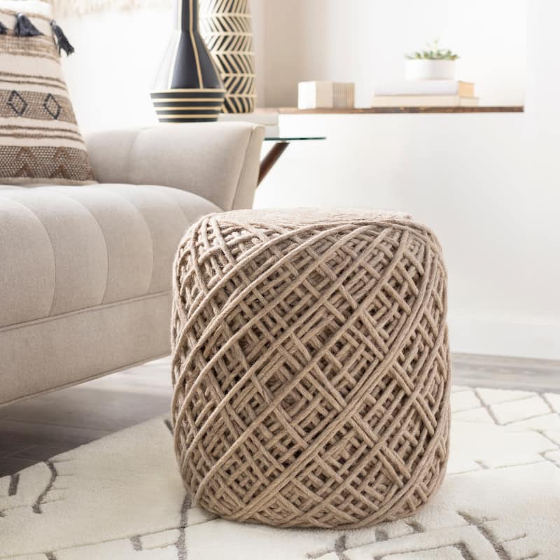 Surya Josey Spooled Felted Wool 16-inch Pouf