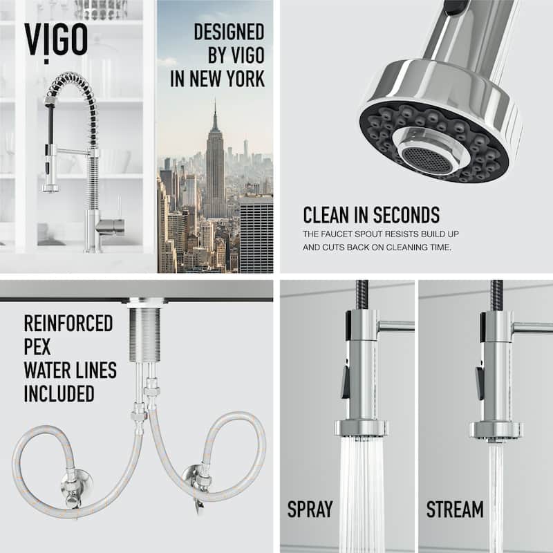 VIGO Edison 19" H Single Handle Pull-Down Sprayer Kitchen Faucet