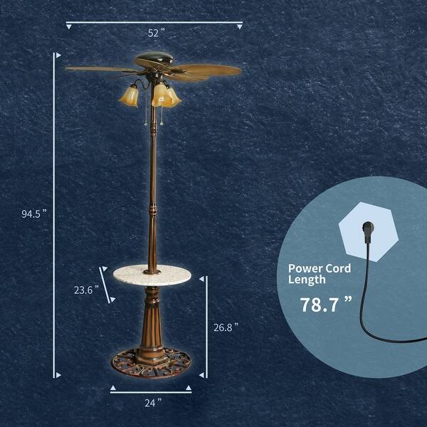 52" Farmhouse 5-Blade LED Outdoor Pedestal Fan, Classic Standing Fan with Light