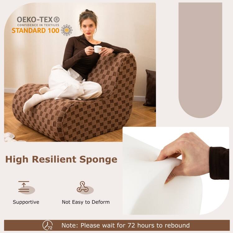 Teddy Velvet Bean Bag Chair with Ottoman for Lounge - 38" x 30.5" x 28.5"