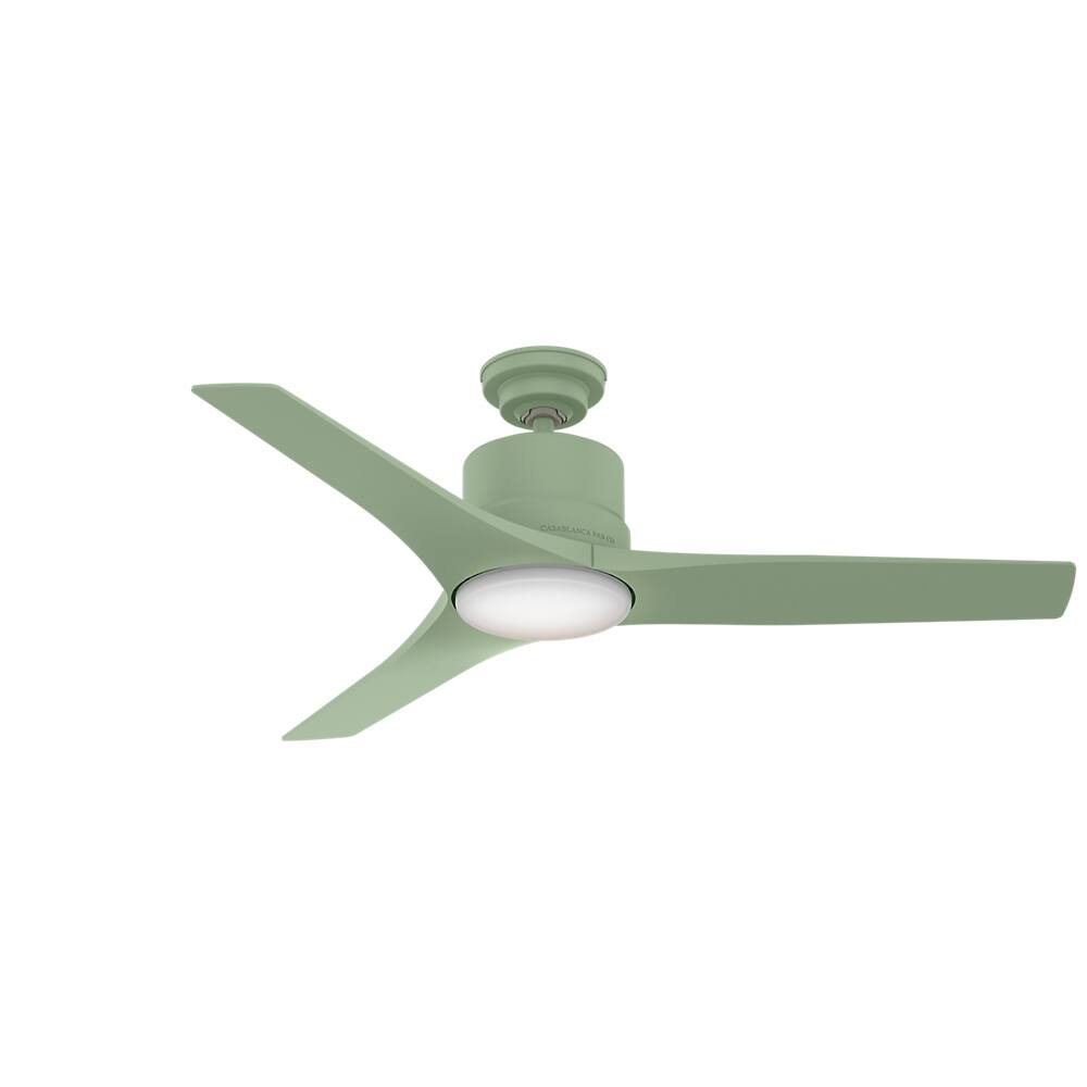 Casablanca 52" Piston Outdoor Ceiling Fan with LED Light Kit and Handheld Remote, Damp Rated - Sage Green