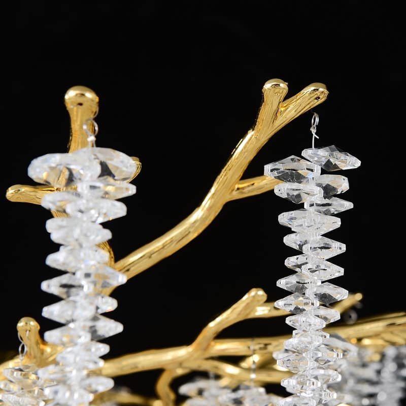 Golden Crystal Branch Chandelier Luxury Adjustable Lighting for Grand Entryways