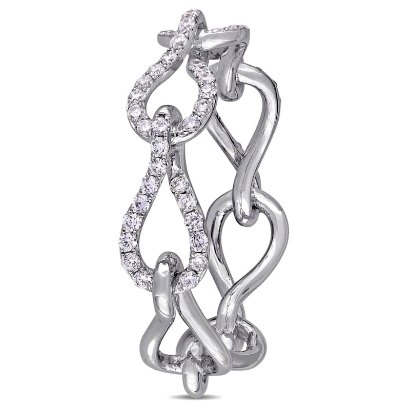 Miadora 14k White Gold 1/2ct TDW Diamond Linked Eternity Ring