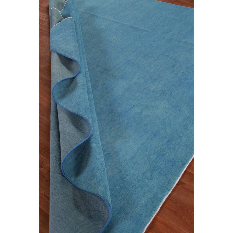 Hand Knotted Oriental 100% Wool Carpet Modern Solid Navy Blue & Blues Gabbeh Area Rug - 9' 9'' X 9' 9''