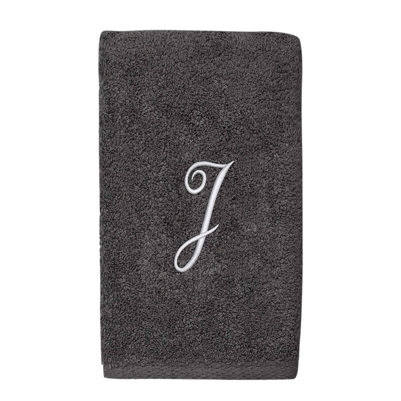 Avanti Linens Granite/Silver Script Monogram Hand Towel Letter J - Hand Towel
