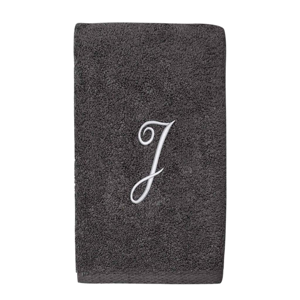 Avanti Linens Granite/Silver Script Monogram Hand Towel Letter J - Hand Towel