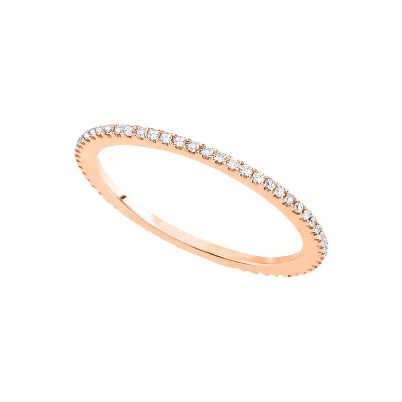 Joelle Collection Diamond Band Ring - 14K Gold Eternity Band Ring 1/5 CTTW 20 White Round Cut Diamonds - 7.5 - Rose