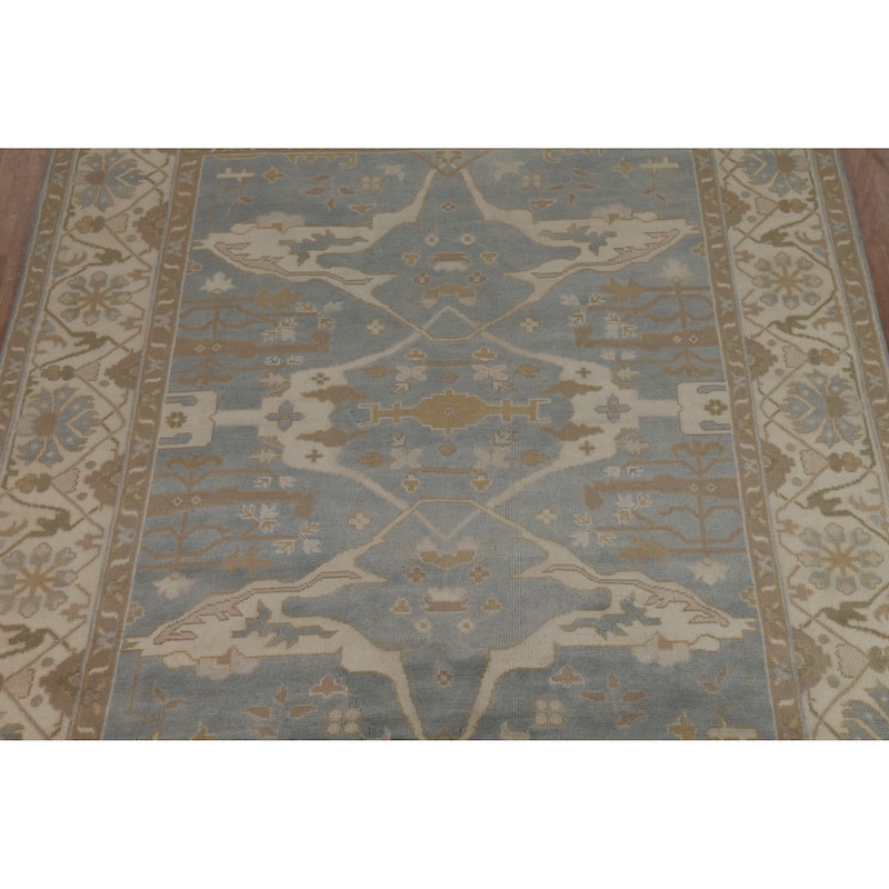 Floral Oushak Indian Area Rug Hand-Knotted Oriental Wool Carpet - 8'0" x 10'2"