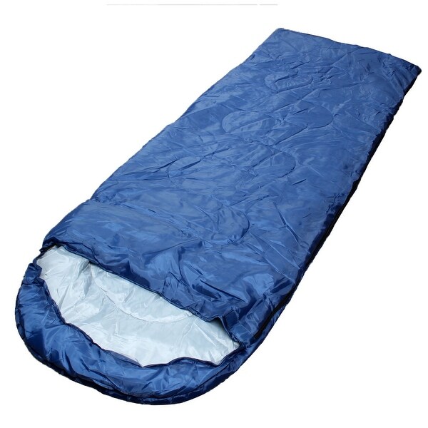 Adult Outdoor Hiking Camping Foldable Zipper Closure Sleeping Bag Navy Blue