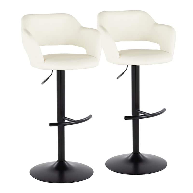 Porch & Den Vallen Adjustable Faux Leather Bar Stool with Rounded T Footrest (Set of 2)