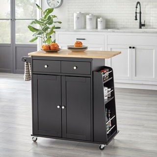 Simple Living Sonoma 2-tone Black Kitchen Cart - Overstock - 8915431