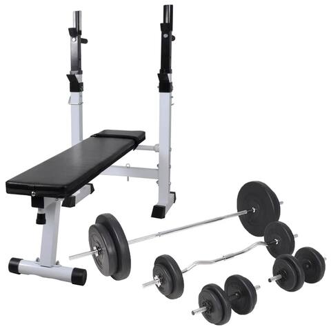 vidaXL Workout Bench with Weight Rack, Barbell and Dumbbell Set198.4 lb