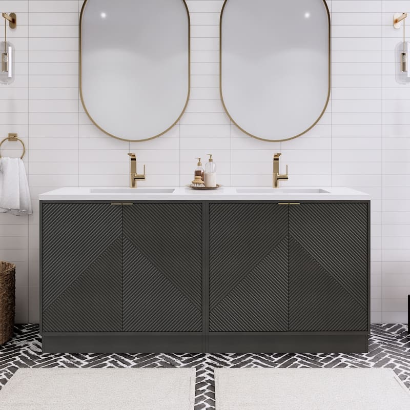 Milano 72" Freestanding Bathroom Vanity with Double White Sink
