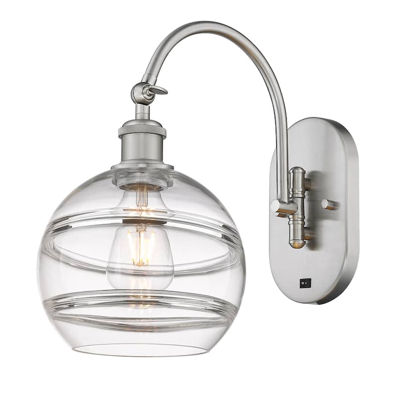 Innovations Lighting 518-1W-13-8 Rochester Sconce Rochester 13" Tall - Brushed Satin Nickel / Clear