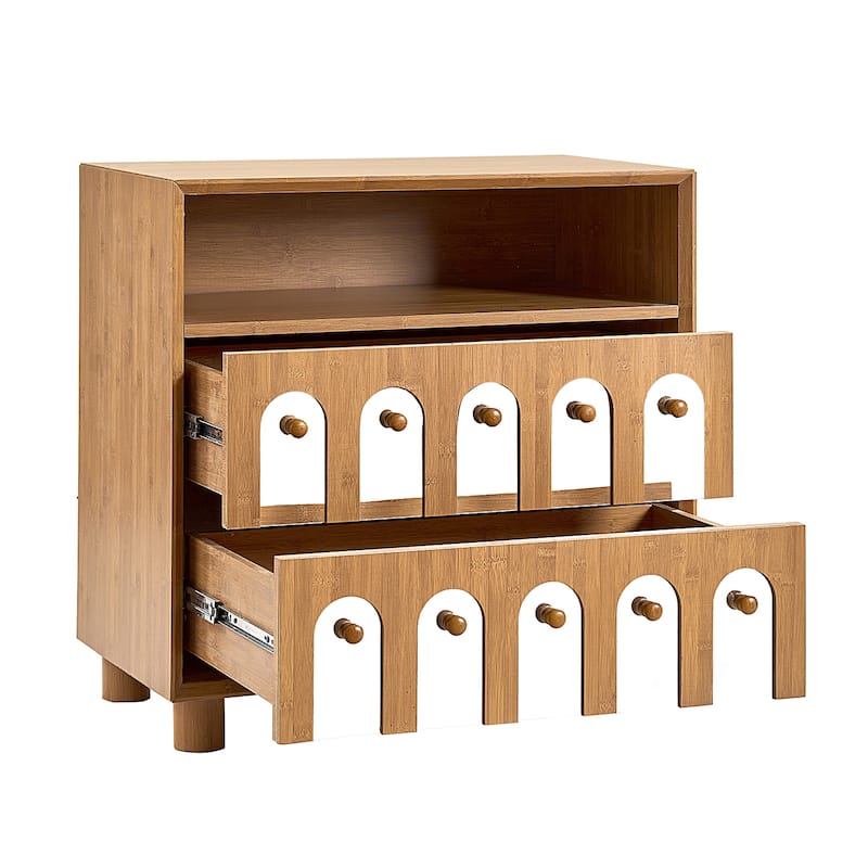 26" Tall Modern Nightstand with Charging Station, 23.75" Wide Wood Bedside Table /2 Storage Drawers