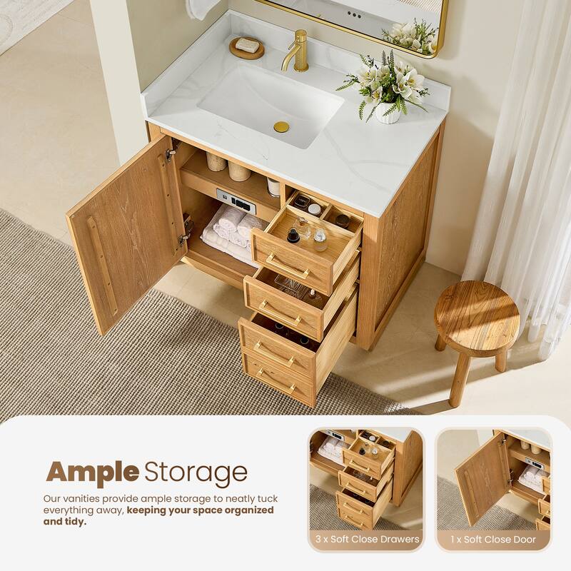 Jakarta Bath Vanity with Quartz Stone Top without Mirror